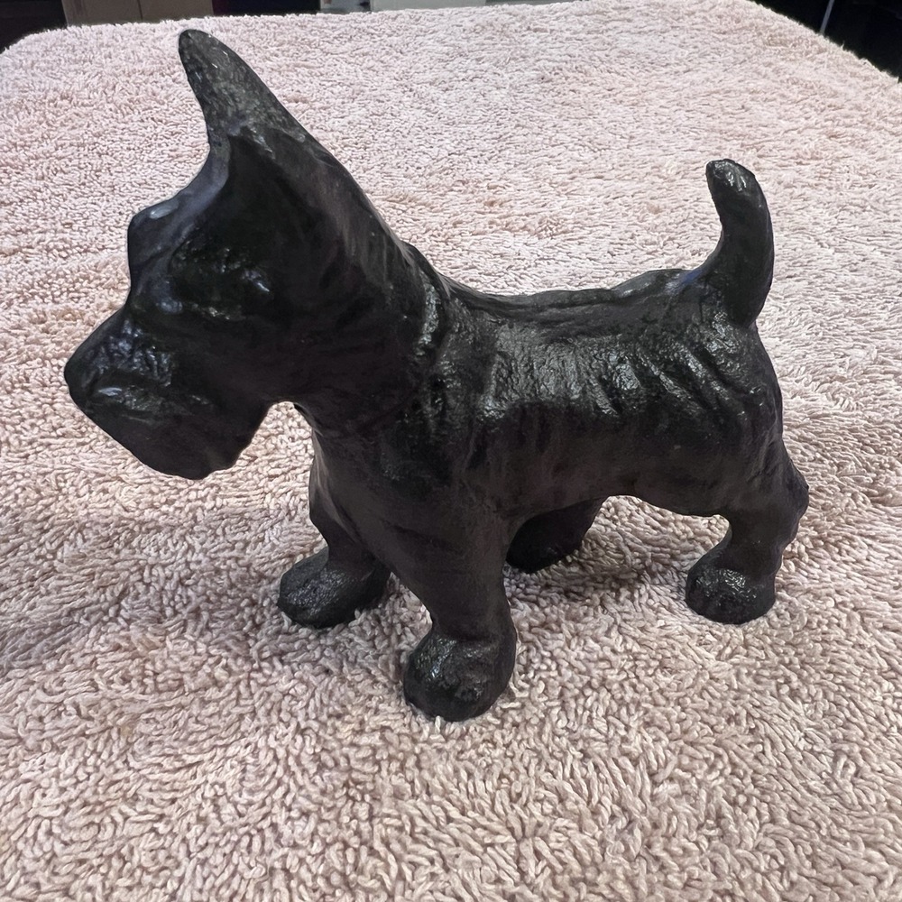 Scottie Dog Black 5 Inch Heavy Cast Iron Playful Home Office Gift